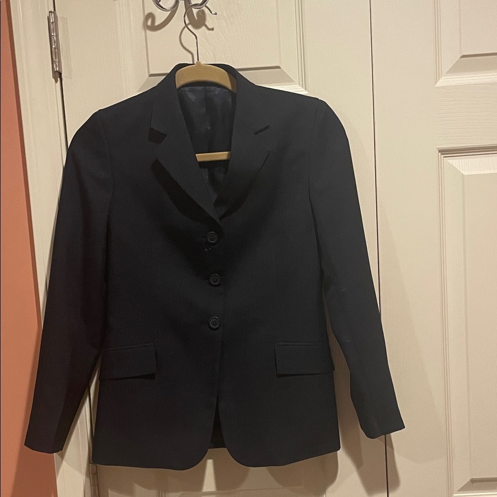 Girls Navy Pin Stipe Show Jacket
